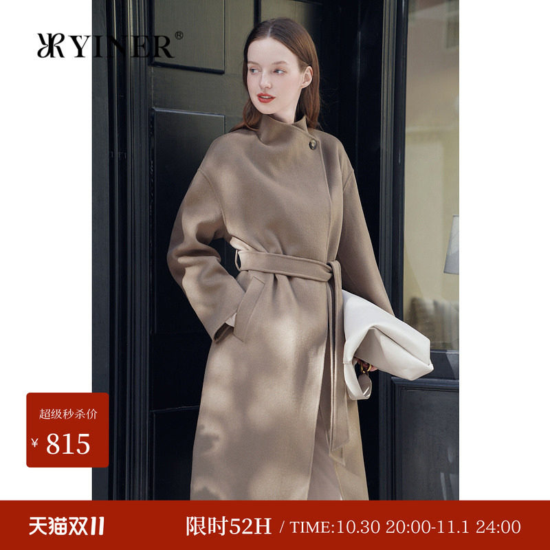 绵羊毛+山羊绒音儿女装冬时尚安可拉双面呢大衣外套