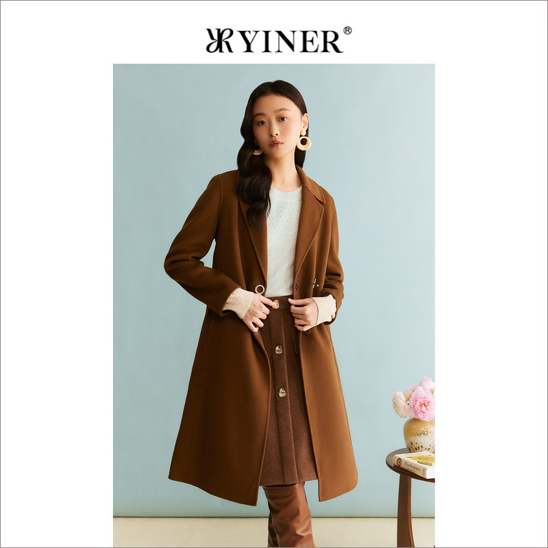 【绵羊毛+牦牛绒】YINER音儿专选女装冬季双面毛呢大衣外套