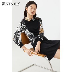 夏季 YINER音儿专选女装 复古拼接连衣裙