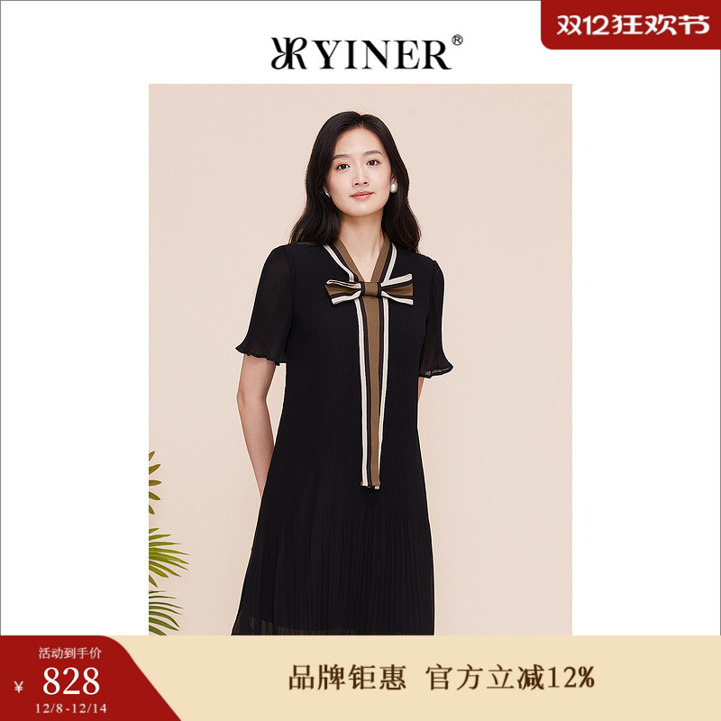 yiner蝴蝶结V领音儿商场同款