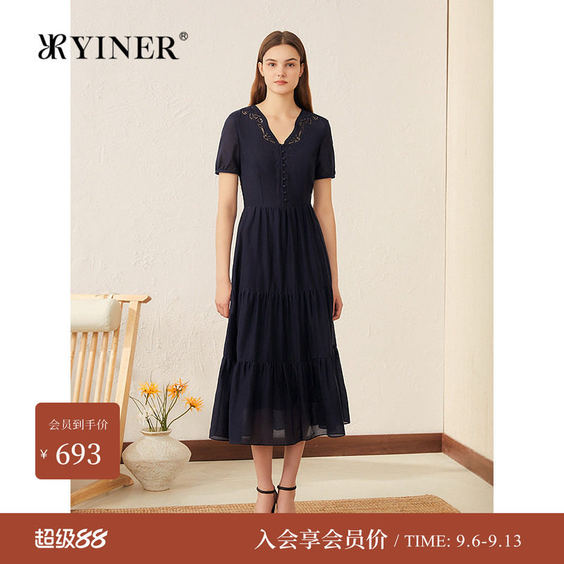 音儿夏季桑蚕丝混纺蛋糕连衣裙图片