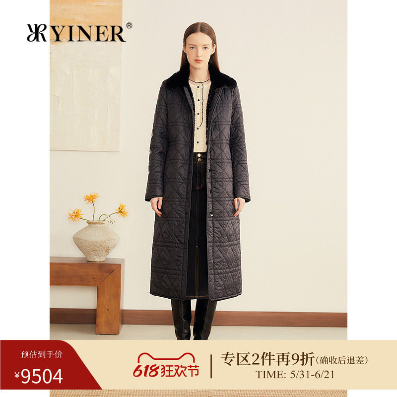 YINER音儿专选秋季新款水貂毛翻领獭兔毛皮双面穿皮草外套