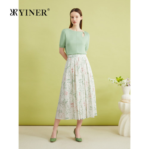 YINER音儿夏季桑蚕丝镂空针织衫