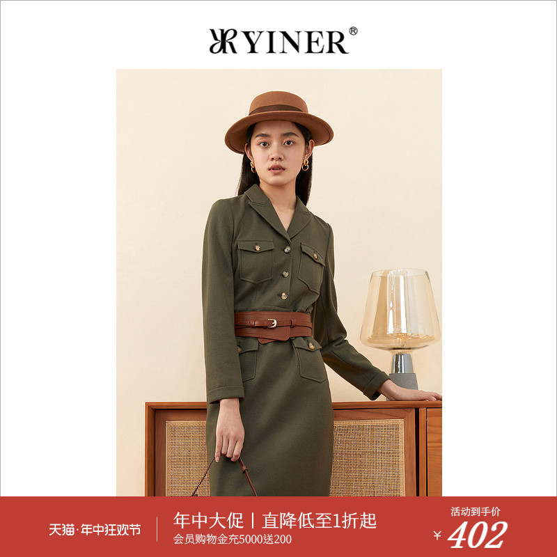 YINER音儿女装冬季西装领羊毛呢连衣裙 女装/女士精品 连衣裙 原图主图