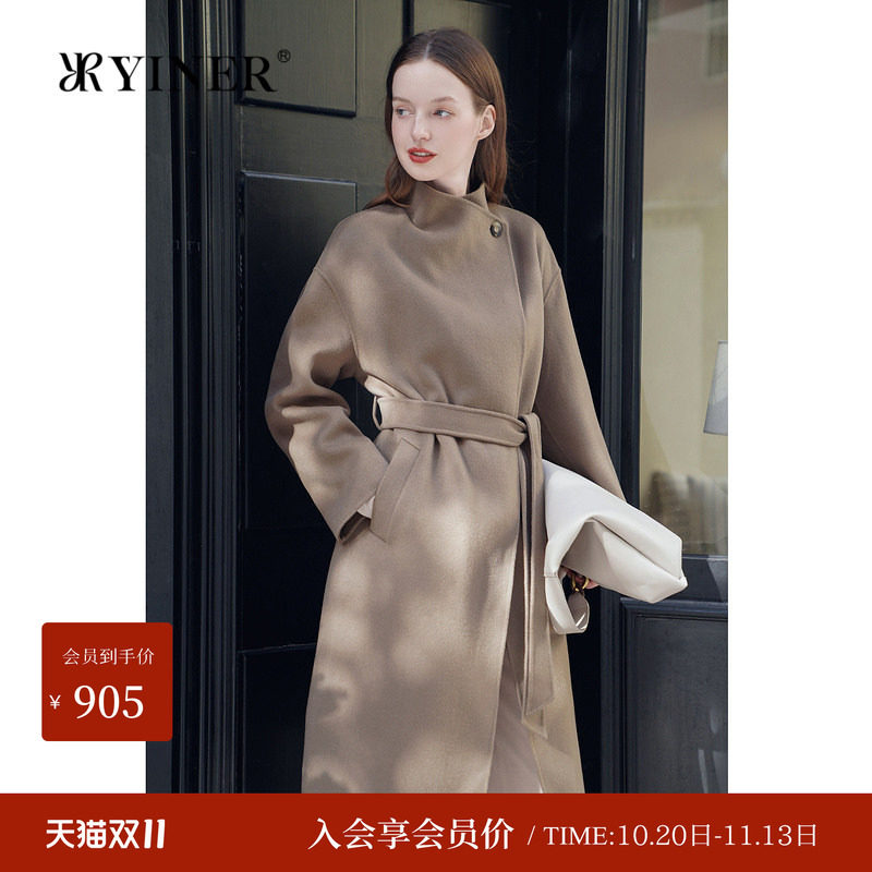 绵羊毛+山羊绒音儿女装冬时尚安可拉双面呢大衣外套