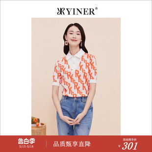 字母印花 莱赛尔含桑蚕丝针织衫 夏季 YINER音儿专选女装