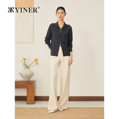 智性风美丽诺羊毛羊绒混纺双头拉链针织衫 YINER音儿2025秋装 新款