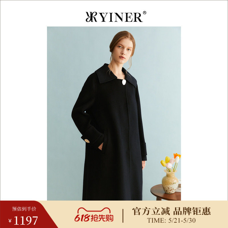 【绵羊毛+骆驼绒】YINER音儿专选女装冬季毛呢绵羊毛大衣外套