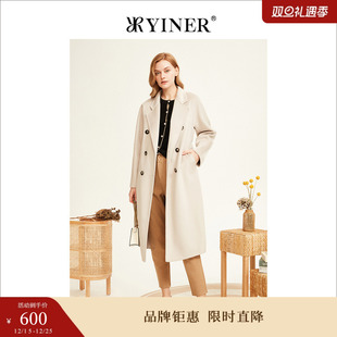 冬通勤风双面呢大衣高级感外套 YINER音儿专选女装 100绵羊毛