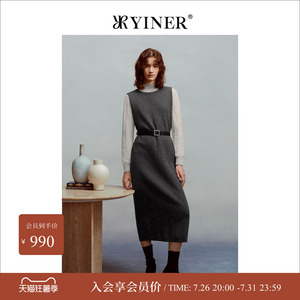 【裸感羊绒】YINER音儿女装冬季绵羊毛无袖质感连衣裙