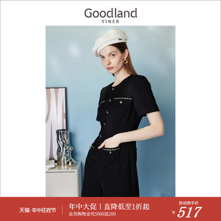 夏季 Goodland美地女装 织带小香风连体裤 山茶花系列