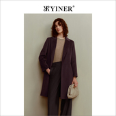 西装 领双面呢大衣外套 冬季 优雅中长款 100山羊绒 YINER音儿女装