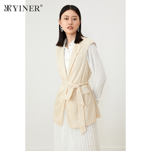 领衬衫 YINER音儿女装 系带收腰西装 无袖 夏季