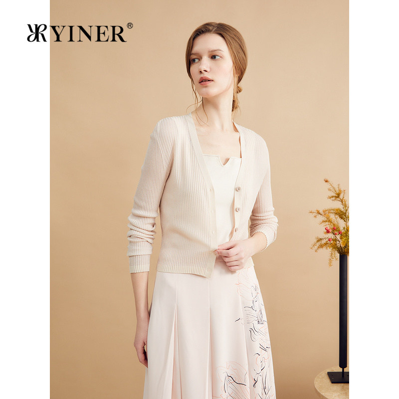 【舒心】YINER音儿秋季时尚16针桑蚕丝软糯亲肤V领毛针织开衫,女装/女士精品,毛针织衫,淘宝优惠券,粉丝福利购,淘宝优惠卷