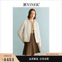 YINER音儿专选女装2023冬季绒暖水貂毛皮草钉珠兔毛外套