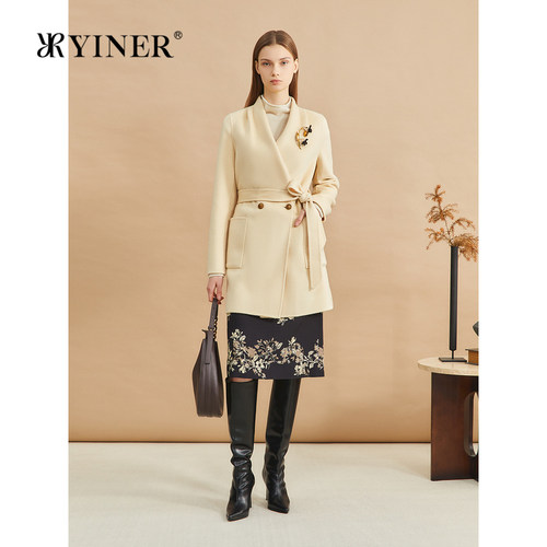 【木兰花系列】YINER音儿冬季时尚羊毛羊绒双面呢外套女