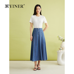YINER音儿夏季 白上衣 新款 环保粘纤惠兰T恤短袖