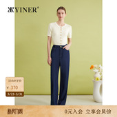 简约轻薄弹力直筒阔腿牛仔长裤 YINER音儿专选夏季 法式