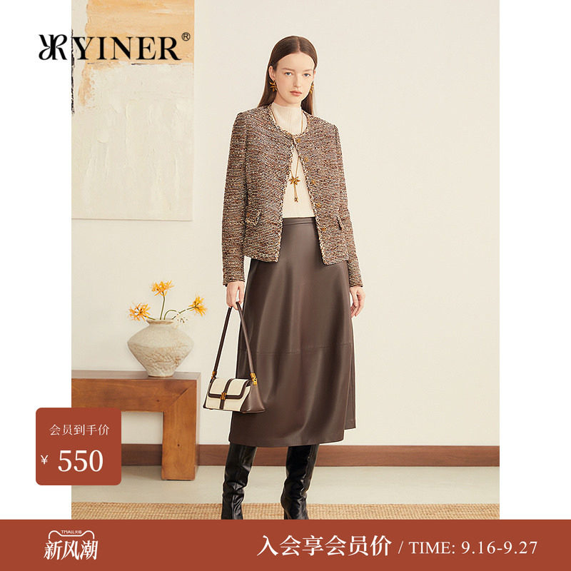 音儿冬季法式小香风粗花呢短外套