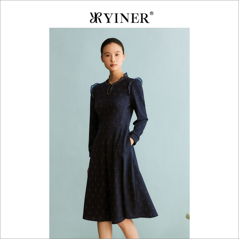 【新中式】YINER音儿专选女装冬季国风针织提花连衣裙