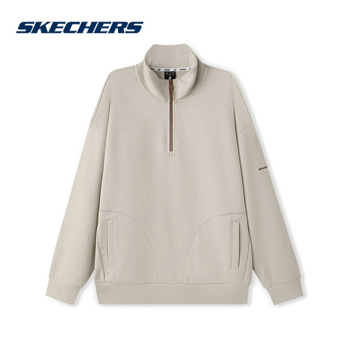Skechers斯凯奇男女秋冬百搭半拉链套头衫针织卫衣 L126U005/0660