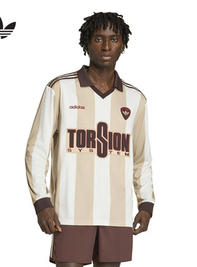 adidas阿迪达斯撞色V翻领Britcore足球衣2026春男长袖上衣 KV6875