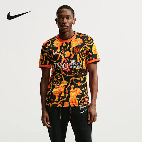Nike耐克荷兰队 X PATTA男子短袖足球上衣夏印花半袖 IH1678-010