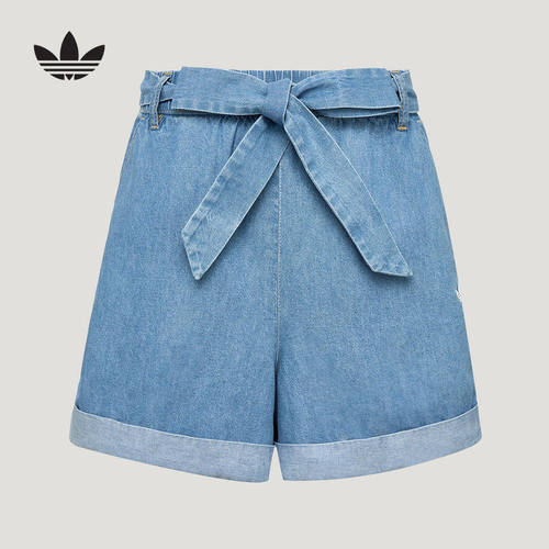 adidas阿迪达斯三叶草棉质潮流热裤秋女休闲运动牛仔短裤 LF4604