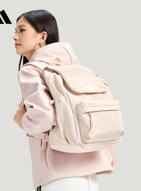 adidas阿迪达斯粉色翻盖学生书包2026春女大容量双肩背包 IA6125