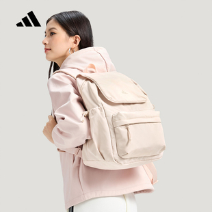 adidas阿迪达斯粉色翻盖学生书包2026春女大容量双肩背包 IA6125