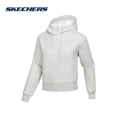 Skechers斯凯奇24新款女士百搭休闲风连帽卫衣外套P125W022-0248