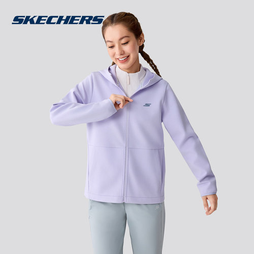 Skechers斯凯奇女士百搭休闲运动舒适针织连帽外套 P425W233/00FW