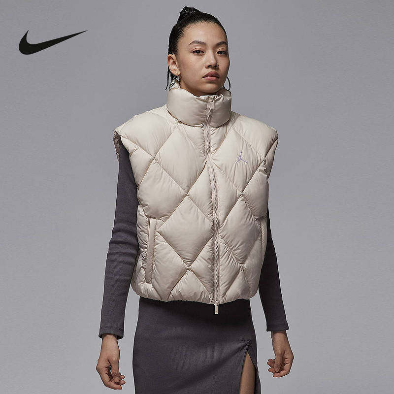 JORDAN耐克女子宽松绗缝马甲25冬新款保暖棉服背心外套HV0414-104,运动服/休闲服装,棉马甲,淘宝优惠券,粉丝福利购,淘宝优惠卷