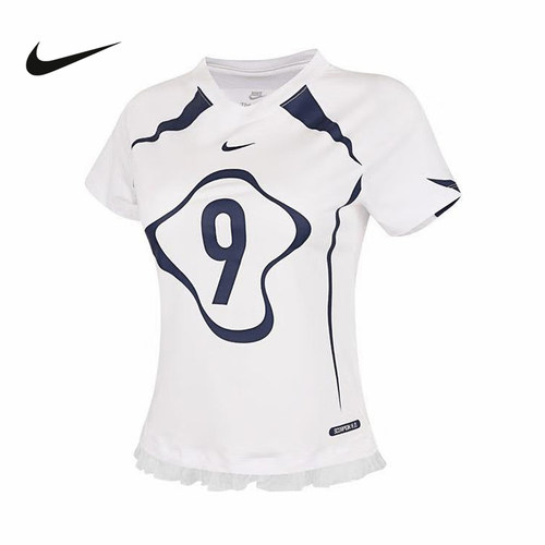 Nike耐克短袖女夏新款复古数字印花蕾丝边刺绣运动T恤II1950-100