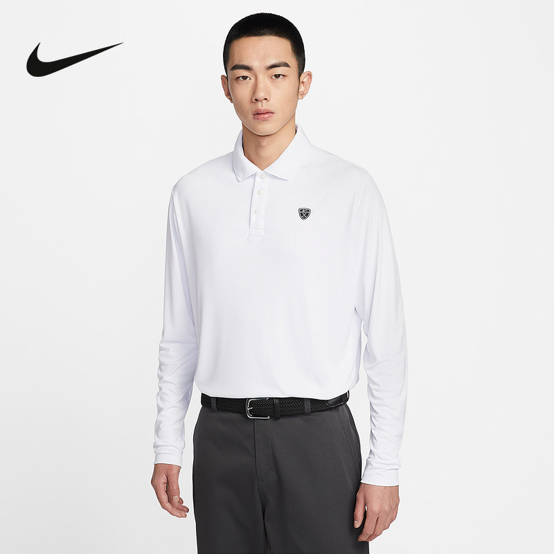 NIKE耐克男子轻薄高尔夫翻领T恤春新款长袖速干POLO衫IB0232-100,运动服/休闲服装,运动POLO衫,淘宝优惠券,粉丝福利购,淘宝优惠卷
