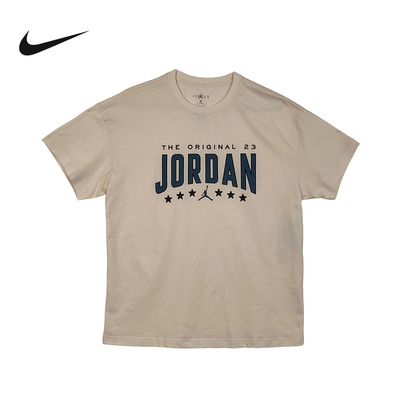 Jordan耐克男子2026新款运动短袖宽松休闲印花黑T恤衫 IZ7385-102