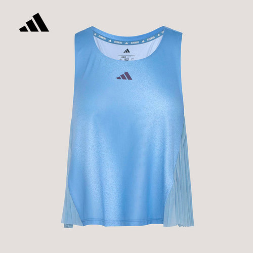 adidas阿迪达斯速干跑步百褶下摆无袖T恤2026春女舒爽背心 KY5048