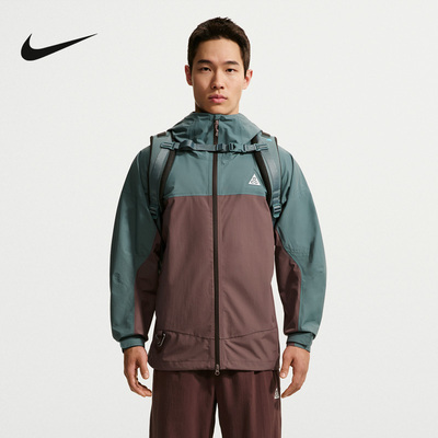 NIKE耐克硬壳外套男秋季ACG户外徒步登山拒水连帽夹克HJ2688-382