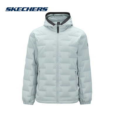 Skechers斯凯奇冬季男款连帽保暖短款羽绒服外套 P424M012/01MZ