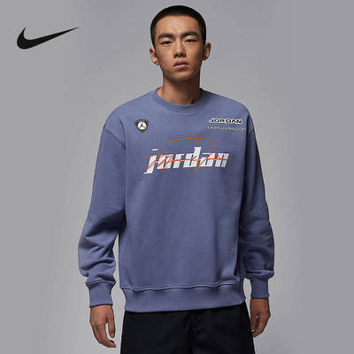 Jordan耐克男子薄绒套头衫2025冬新款宽松针织圆领卫衣IM9710-499