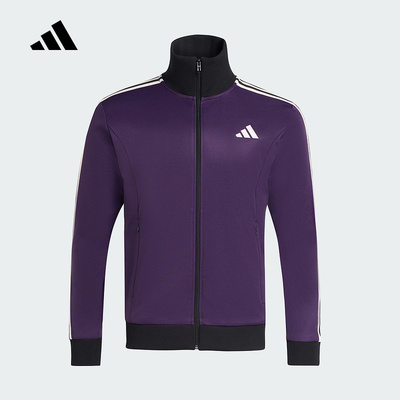adidas阿迪达斯立领外套2025夏男装跑步3 STRIPES针织夹克 KT0839