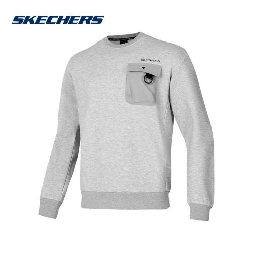 Skechers斯凯奇2025春季男款卫衣圆领休闲套头衫  P125M019-04QK