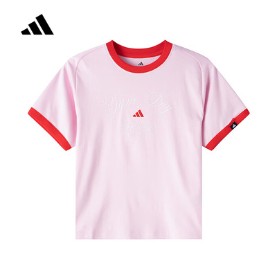 adidas阿迪达斯半袖2026夏女运动休闲圆领字母上衣短袖T恤 KB7195