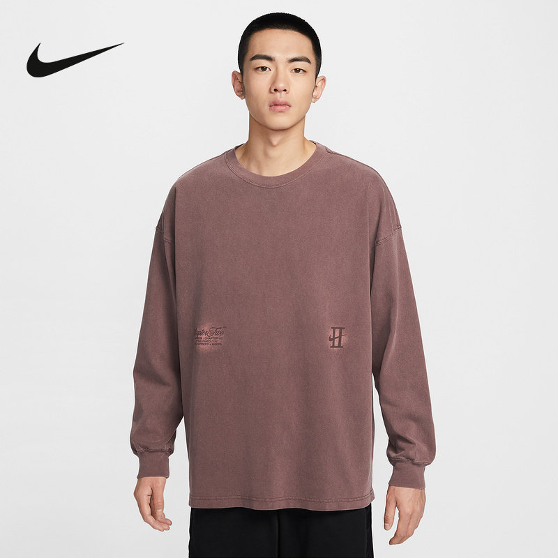 NIKE耐克男子长袖T恤2026春新款图案印花复古运动卫衣IH5086-502,运动服/休闲服装,运动T恤,淘宝优惠券,粉丝福利购,淘宝优惠卷
