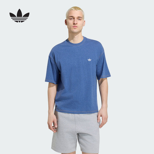 adidas阿迪达斯三叶草基本款混色宽松棉质半袖秋男短袖T恤 KW4426