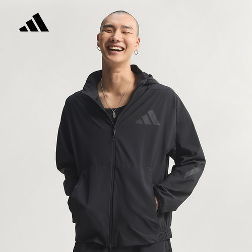 adidas阿迪达斯ZNE黑标制服拒水凉感外套春男连帽梭织夹克 KD8494