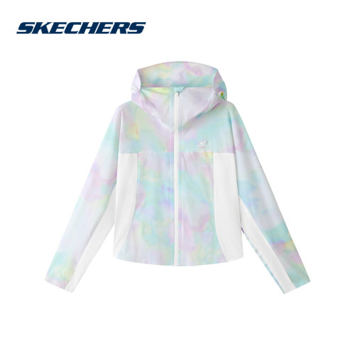 Skechers斯凯奇26春夏新款轻薄透气针织连帽女童外套 P226G060