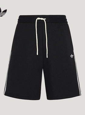 adidas阿迪达斯三叶草三条纹五分裤2026春男珠地布针织短裤KX8017