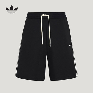 adidas阿迪达斯三叶草三条纹五分裤2026春男珠地布针织短裤KX8017