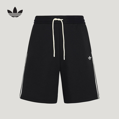 adidas阿迪达斯三叶草三条纹五分裤2026春男珠地布针织短裤KX8017